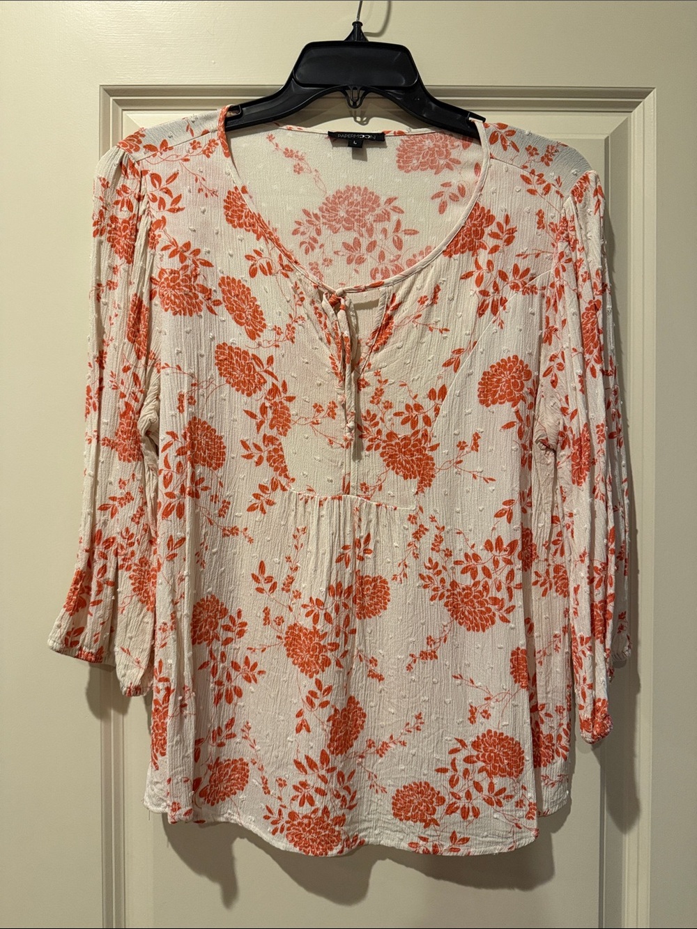Papermoon Cream Blouse with Coral Floral Print